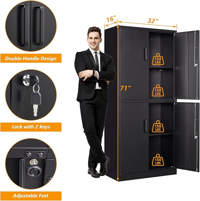 STANI Metal Storage Cabinet, Locking Steel Cabinet - Image 5