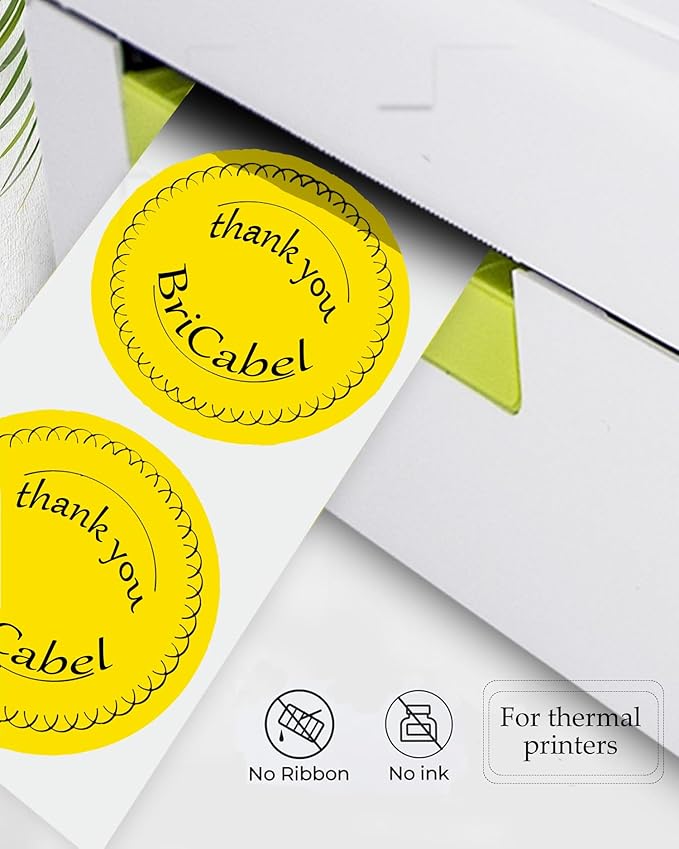 2 Inch Yellow Round Thermal Labels, 600 Labels/Roll, Self-Adhesive Circle - Image 3