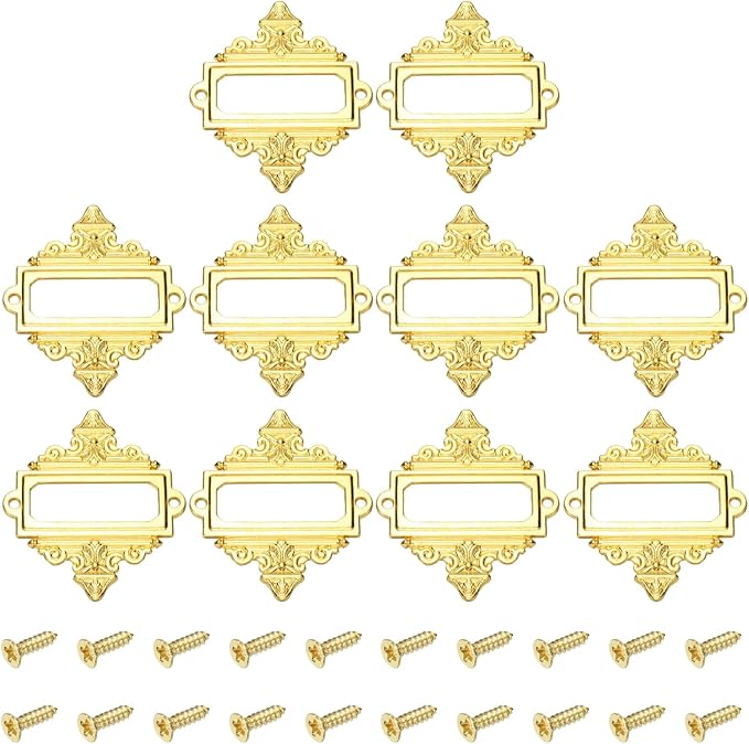 uxcell 10 Pcs Metal Label Holder, 2.2 x 2.4 Inch Small Vintage Card Frame Tag by uxcell