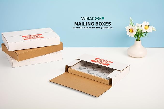 50 Pack 9x6x1.3 inch Shipping Boxes, Easy-Fold Multi-Depth DVD Mailer Box - Image 5