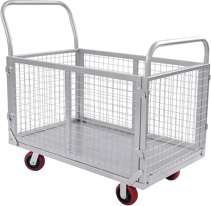 Platform Truck Cart with Cage, 440.92Lbs Capacity Grocery Dolly Heavy Duty Cart by Unknown