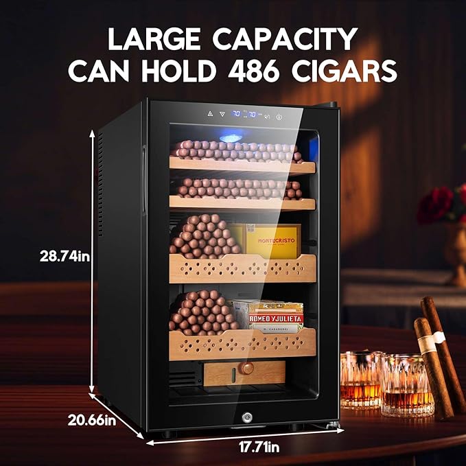 Tylza Cigar Humidor Cabinet 70L, Temp & Humidity Control Electric Humidors - Image 7