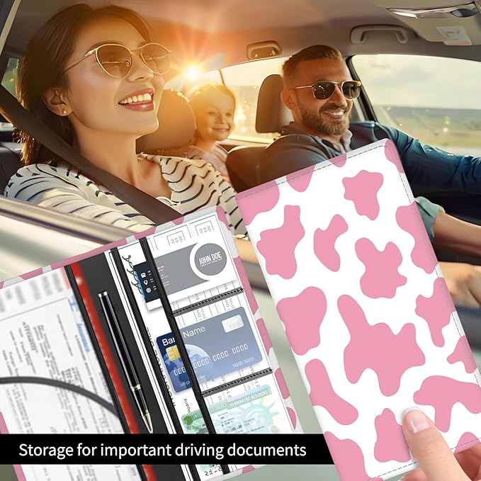 Premium Car Registration and Insurance Card Holder, Cute PU Leather Car - Image 2