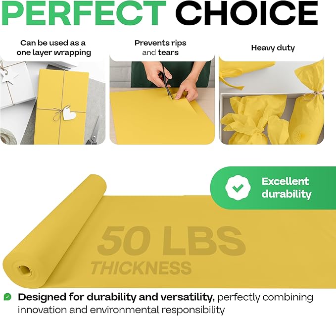 Yellow Kraft Paper Roll 36" x 1200" - Image 4