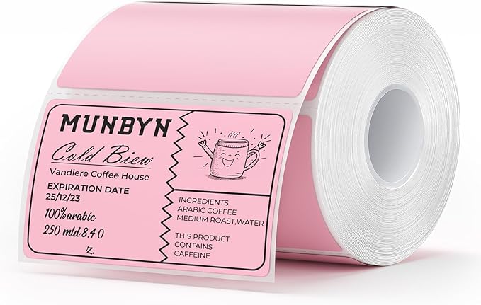MUNBYN 3x2 Inch Pink Thermal Labels, Thermal Sticker Labels by MUNBYN