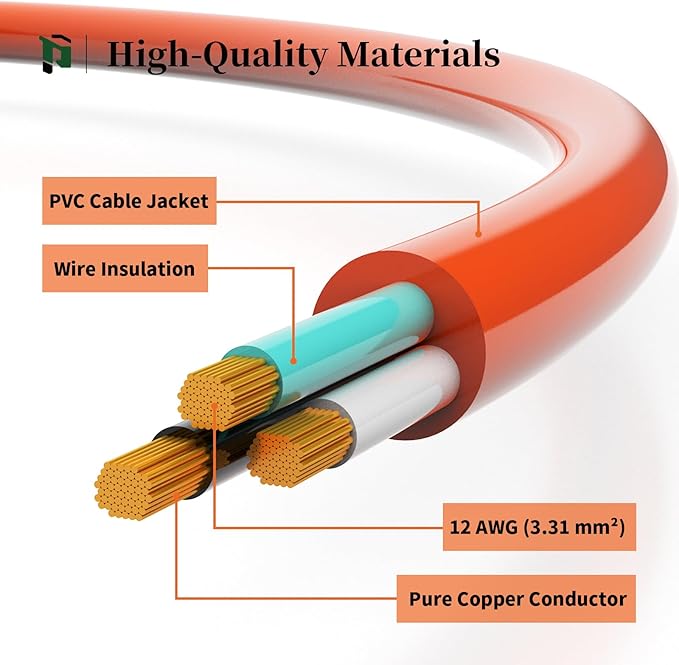 PLUGTUL 25 FT 12/3 Outdoor Extension Cord Waterproof, Heavy Duty 12 Gauge SJTW - Image 3