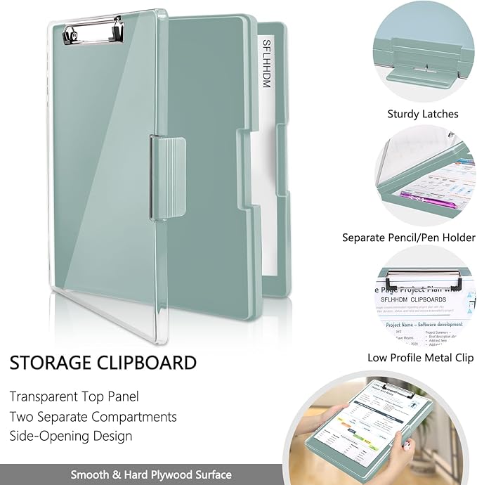 Clipboard with Storage, Heavy Duty Clip Boards 8.5x11 with 2 Storage Case - Image 3