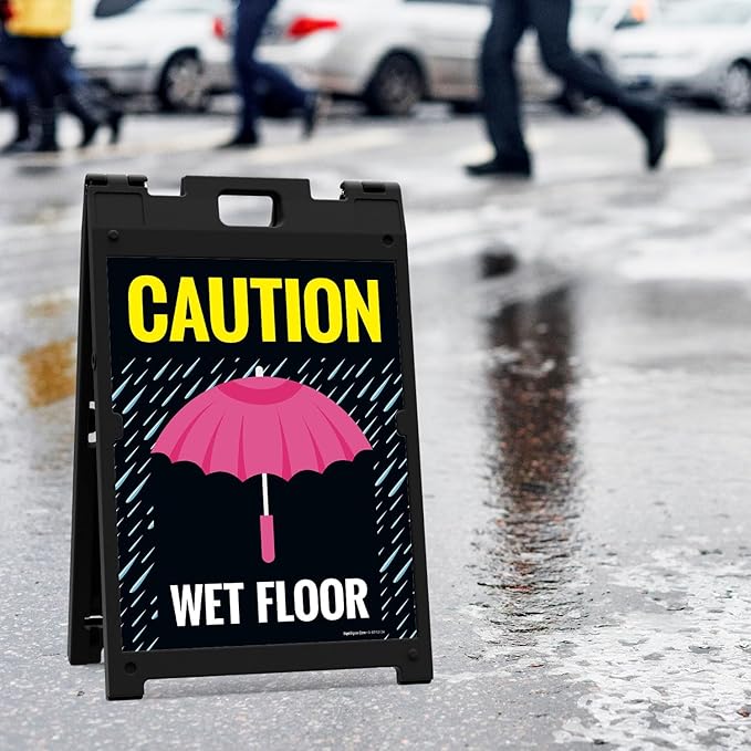 Caution Wet Floor Umbrella Sidewalk Sign Kit, 18x24 Inches, - Image 2