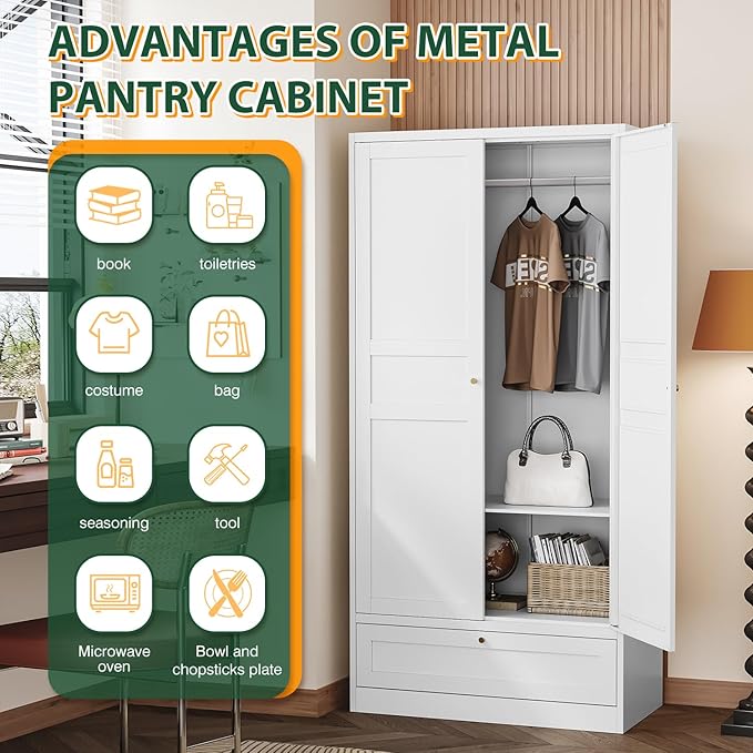 Letaya Wardrobe Closet, Bedroom Armoire Cabinet Clothes Organizer - Image 7