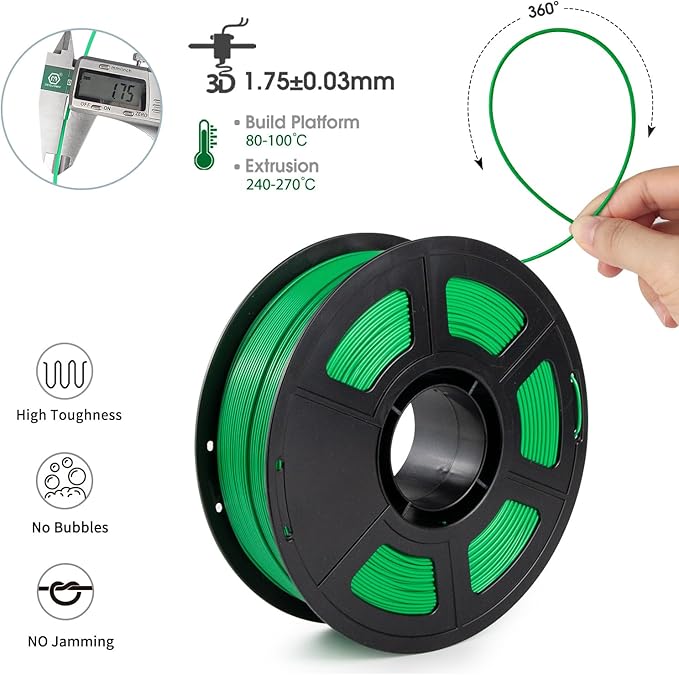 iSANMATE ASA Filament 1.75mm Green 1KG, UV & Weather Resistant 3D Printer - Image 2