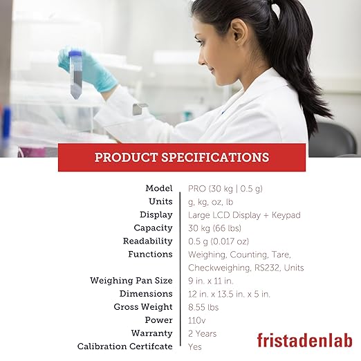 Fristaden Lab Counting Scale for Small Parts | 30 kg x 0.5 g | USA Company | - Image 3