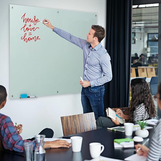 Glass Magnetic White Board – 72 x 48 Inches Dry Erase Frameless Whiteboard - Image 8