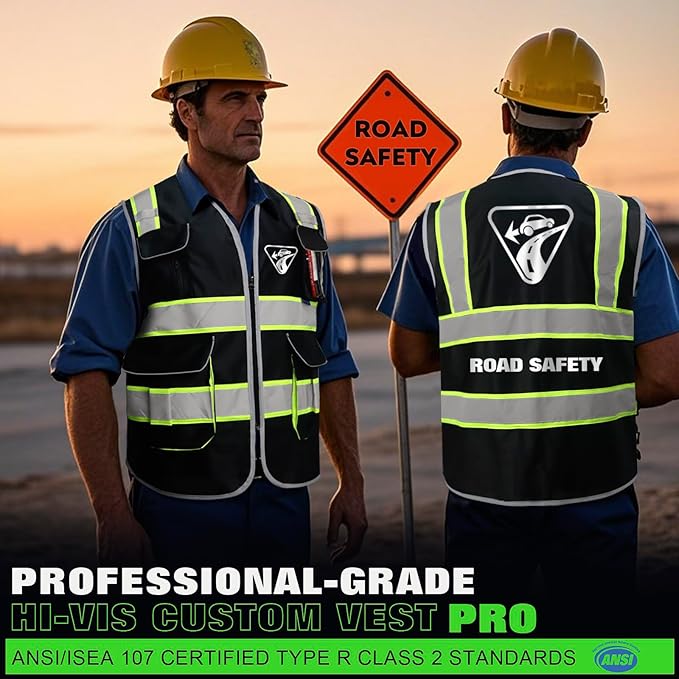BeautyWill ANSI Certified Custom Logo Safety Vest 8-Pockets Class2 High - Image 5