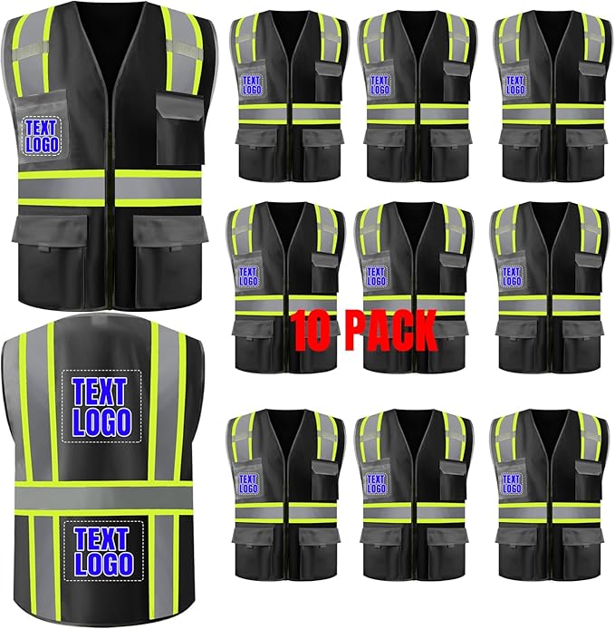 BeautyWill 10/20 Pack Custom Logo Safety Vest, Bulk High Visibility Class 2 by BeautyWill
