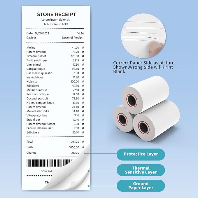 MFLABEL 50 Rolls 2 1/4" x 165' Thermal Paper Cash Register POS Receipt Paper - Image 6