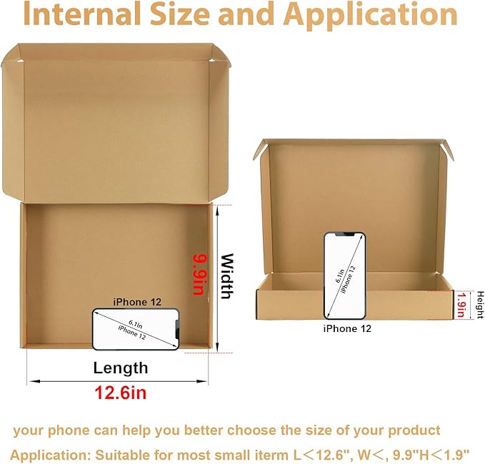 Trwcrt Shipping Boxes 13x10x2 Set of 20, Corrugated Cardboard Box - Image 3