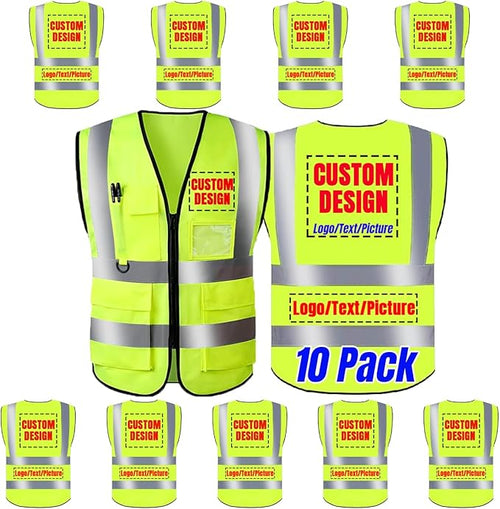 10 Pack Safety Vest Custom Logo Class2 High Visibility Reflective Vest by BeautyWill