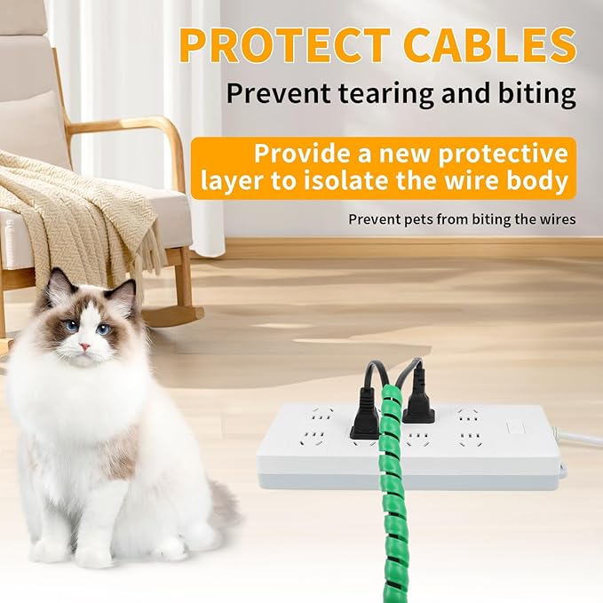 Spiral Cable Wrap, 33ft Wire Protection Sleeve Cover Cable Organizer Pipe - Image 2