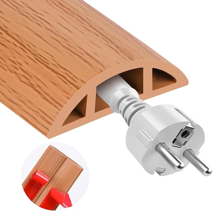 MYFAMIREA 5FT Floor Cord Cover for Wire Self Adhesive Cable Cavity Management by MYFAMIREA