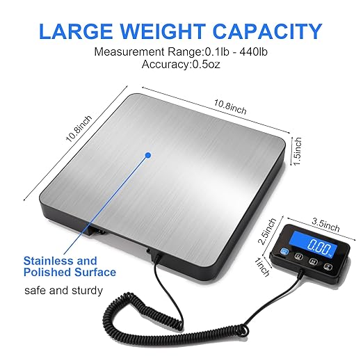 Digital Shipping Scale, 5g High Accuracy 440 lb Postal Scale - Image 2