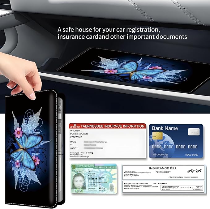 Premium Car Registration and Insurance Card Holder, Cute PU Leather Car - Image 3