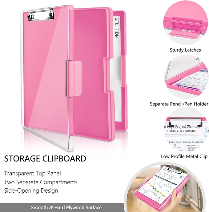 Clipboard with Storage, Heavy Duty Clip Boards 8.5x11 with 2 Storage Case - Image 3