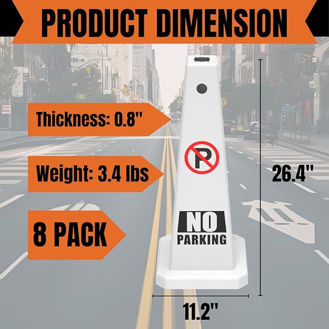 No Parking Sign, 26.4-Inch Traffic Safety Cone, High-Visibility, Weatherproof - Image 2