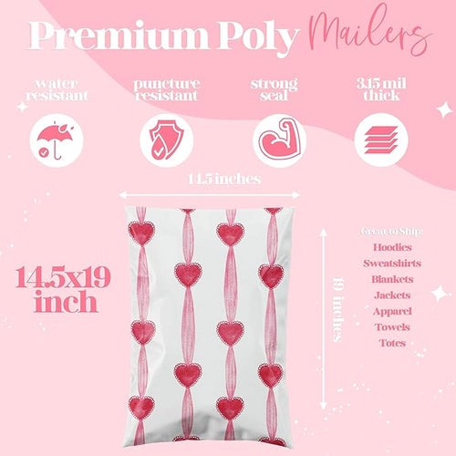 14.5x19 Designer Poly Mailer 100 Pack Heavy Duty Waterproof Self Seal Shipping - Image 2
