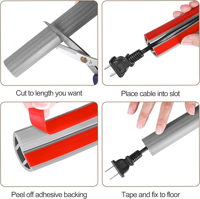 MYFAMIREA 5FT Floor Cord Cover for Wire Self Adhesive Cable Cavity Management - Image 5