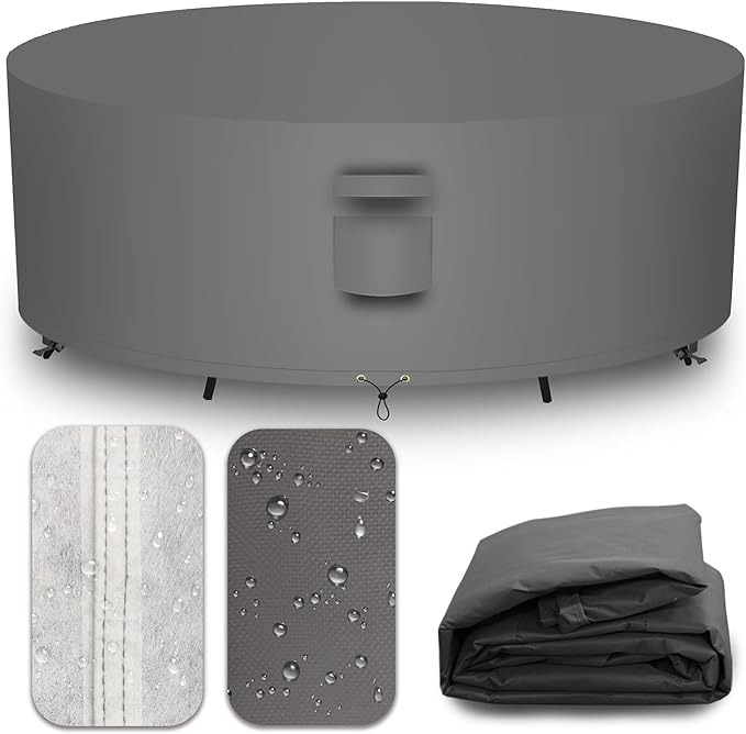 Heavy Duty Patio Furniture Covers Waterproof, 600D Round Outdoor Furniture by CNCZMH