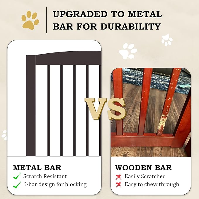 Freestanding Pet Gates with Walk Through Door, Dog Indoor Fence, Dog Gate - Image 5