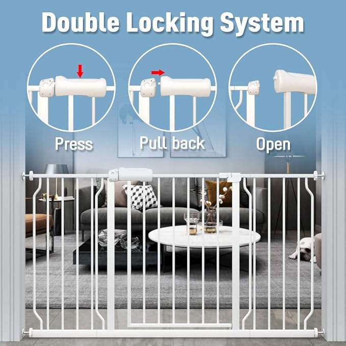 ALLAIBB Narrow Walk Through Baby Gate Auto Close Tension White Metal Child Pet - Image 3