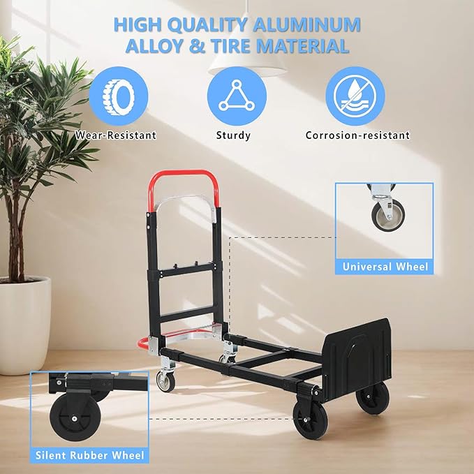 3 in 1 Convertible Hand Truck, Folding Hand Dolly Cart - Image 2