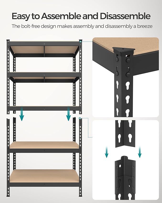 SONGMICS 5-Tier Storage Shelves, Load 2310 lb, Garage Storage, Boltless Assembly - Image 6