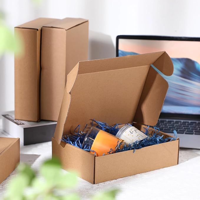 Qilery 100 Pcs Shipping Boxes Cardboard Gift Corrugated Cardboard Brown Boxes - Image 4