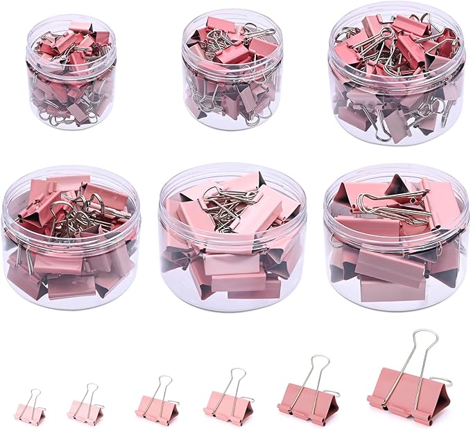 Temiary 208 Pcs Metal Binder Clips, Micro Binder Paperwork Clip, Morandi by Temiary