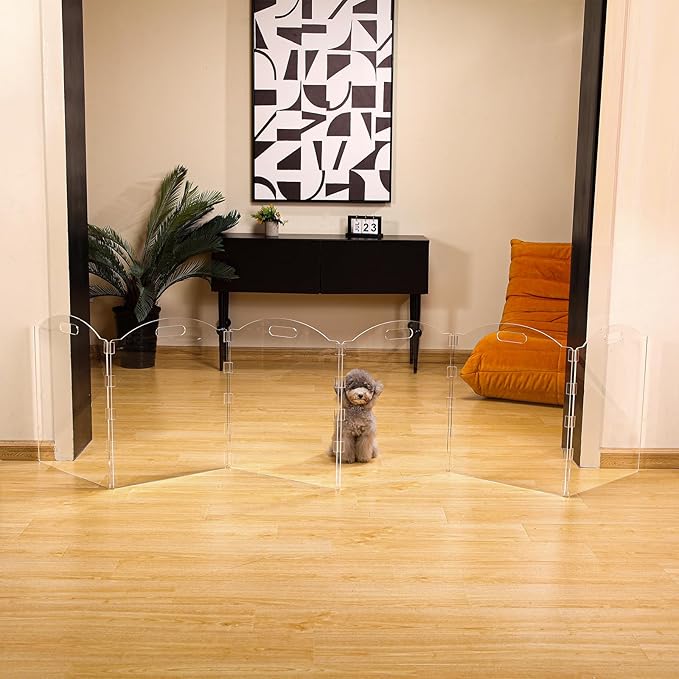 Extra-Wide Clear Acrylic Freestanding Dog Gates - Image 4
