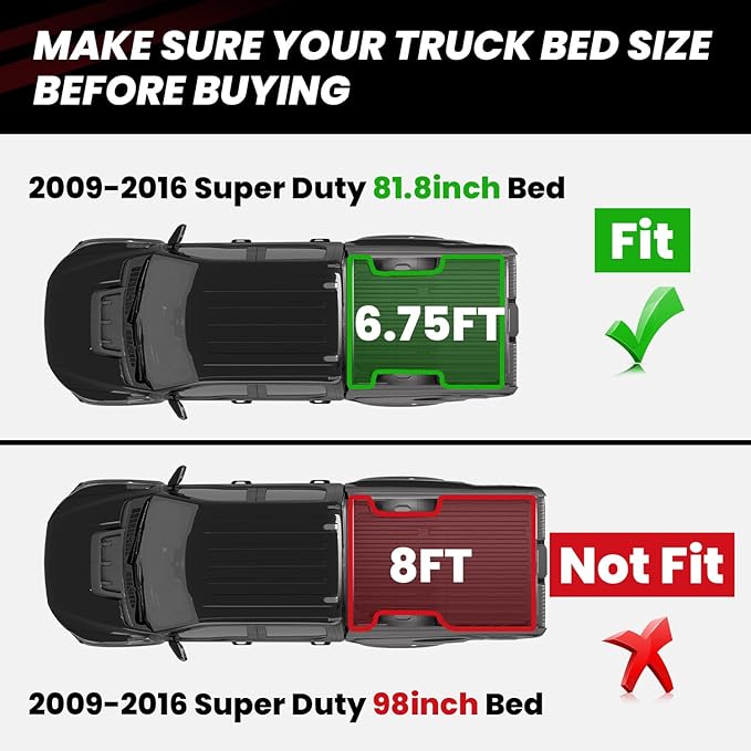 LASFIT Truck Bed Mat for 2009-2016 Ford F250 F350 F450 6.75ft Super Duty 81.9'' - Image 2