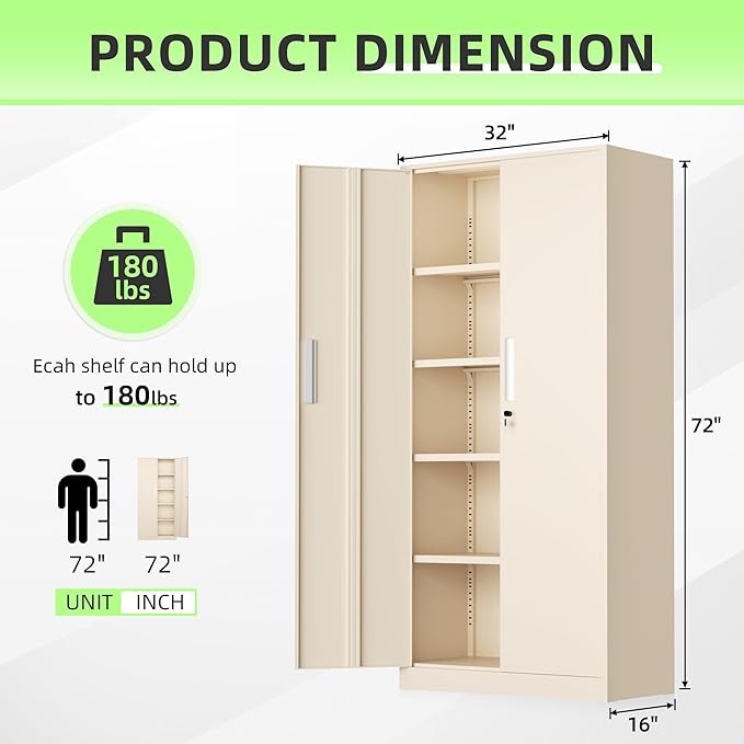 SUNCROWN 72" Metal Storage Cabinet - Image 3