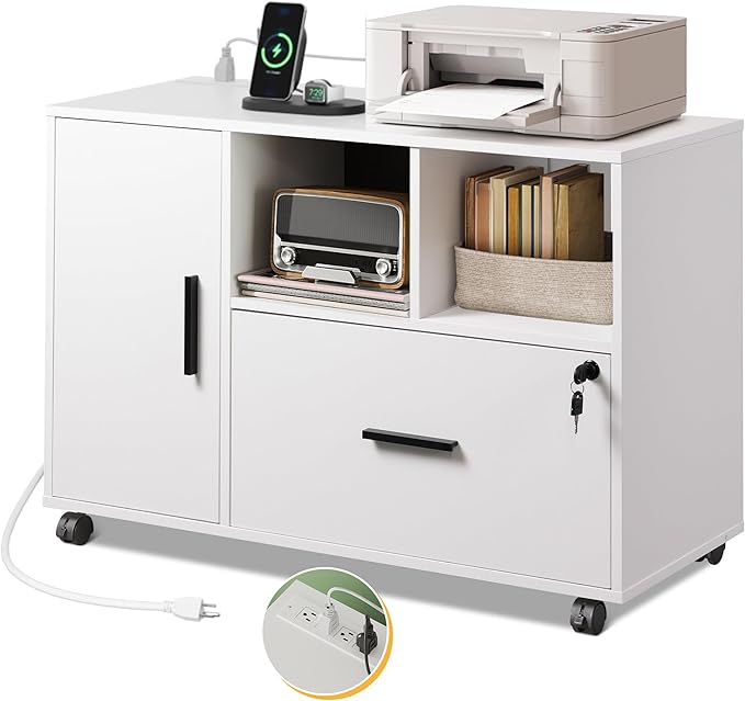DEVAISE File Cabinet with Charging Station, 1-Drawer Lateral File Cabinets with by DEVAISE