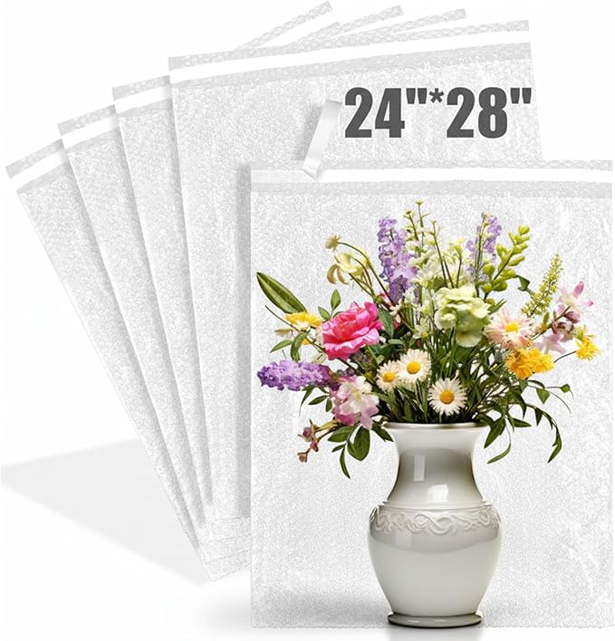 5 Pack Self Seal 24 x 28 Inch Bubble Bags Extra Large Clear Bubble Cushioning by Dunzoom