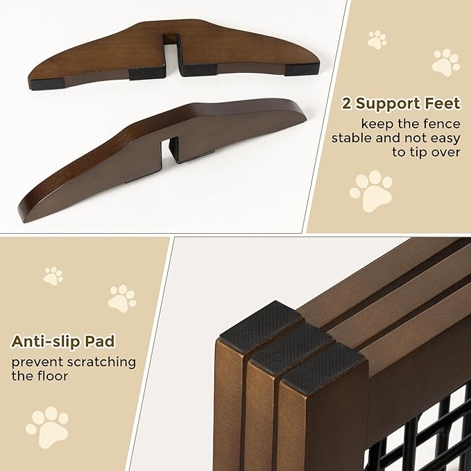 Wire Dog Gate Solid Wood Frame, Anti-Chewing, Indoor Freestanding Pet Gate - Image 7