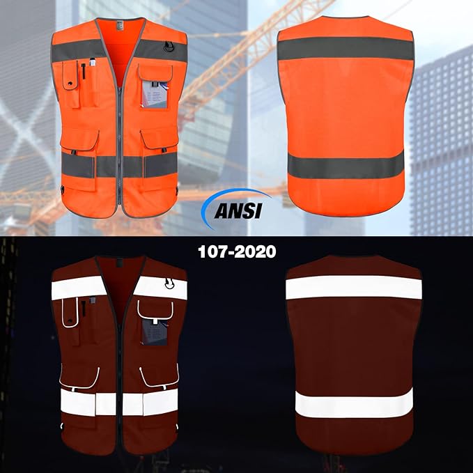 TCCFCCT Safety Vest 9 Pockets High Visibility Reflective Safety Vest - Image 2