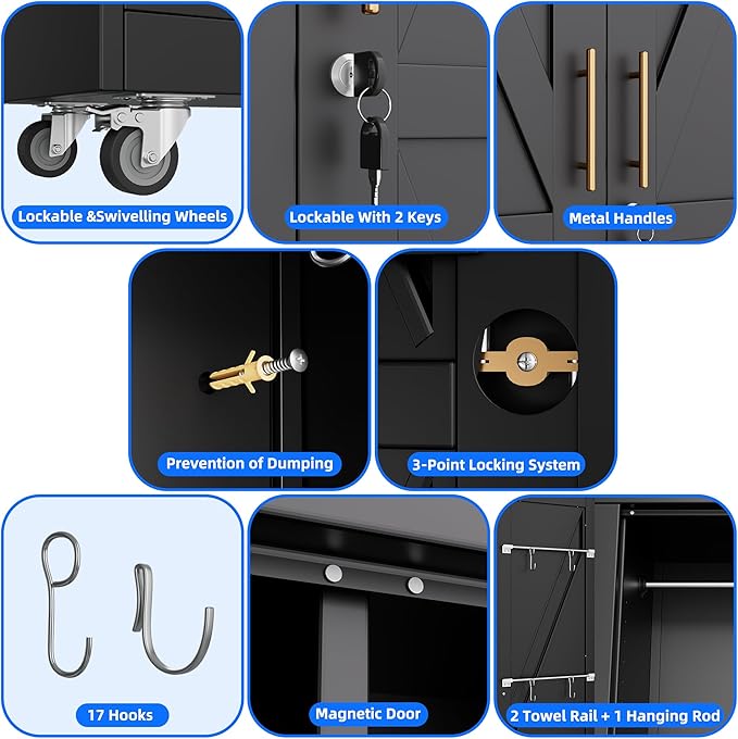 Aobabo Metal Broom Closet Storage Cabinets - Image 3