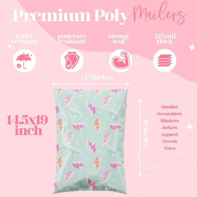 6x9 Designer Poly Mailer 100 Pack Heavy Duty Waterproof Self Seal Shipping Bags - Image 5