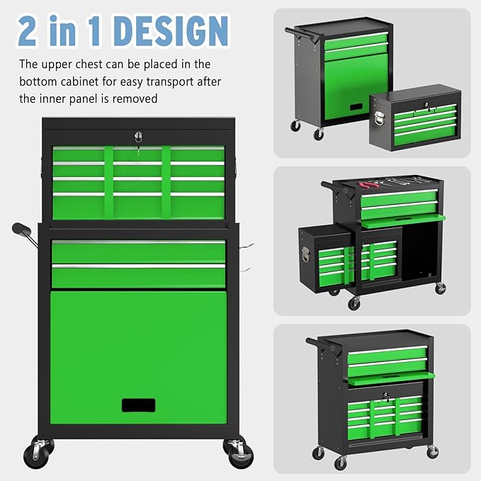 8 Drawer High Capacity Rolling Tool Chest, Metal Tool Box - Image 7