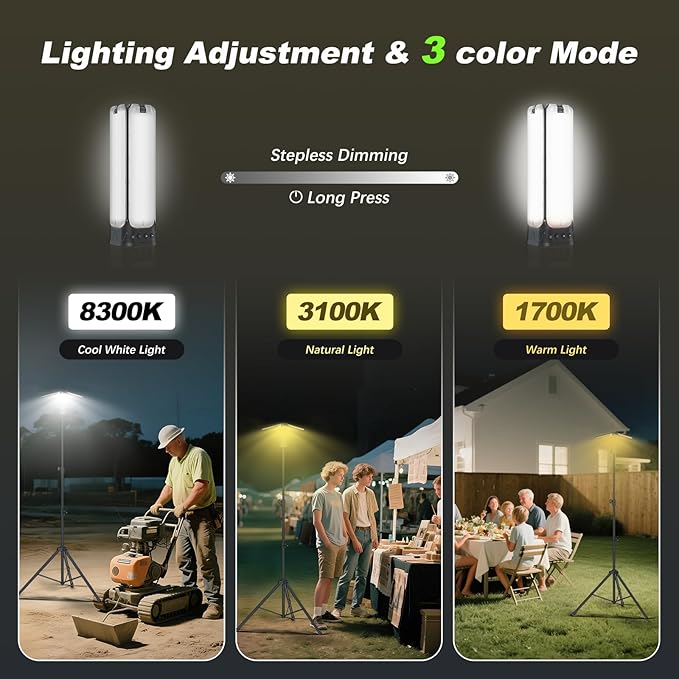 Camping Lights with Remote & Stand 8.2 Ft, 14000 mAh Rechargeable Camping - Image 7