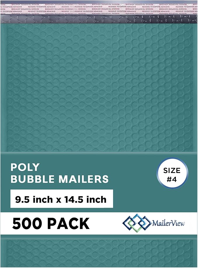 Green Large Poly Bubble Mailers 9.5x14.5 inch #4 | Self Seal Padded Envelopes by MAILERVIEW