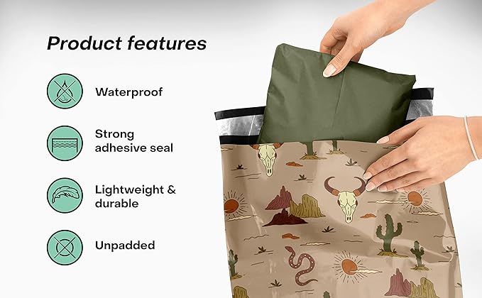10x13 Poly Mailers – Western Boho – Waterproof, Tear-Resistant Shipping Bags - Image 4