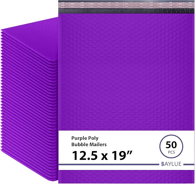 Purple 12.5x19.5 Inch Large Poly Bubble Mailers #6 | Padded Envelopes by BAYLUE